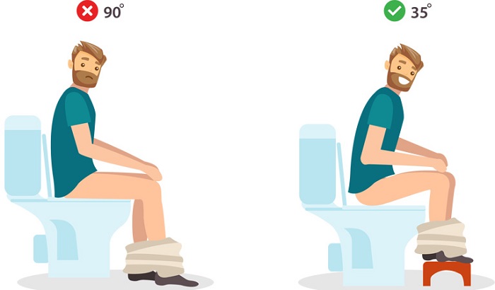 Ngồi bồn cầu kê cao chân giúp đi tiêu dễ hơn